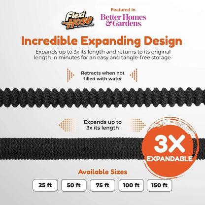 Expandable Garden Hose RRP - £25.99 50ft with 8-Function Nozzle No-Kink Brass Fittings
