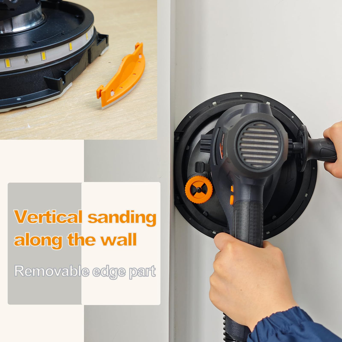 MAXXT 810W Handheld Drywall Sander RRP - £79.99, Electric Sander for Walls,Rough and fine Sanding - Variable Speed, Upgraded Pad, Adjustable Suction, Self-Dust-Extraction, 8 Pcs Sanding Discs