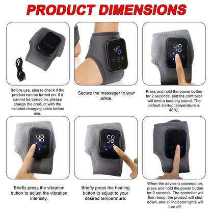 3-in-1 Foot & Ankle Massager - RRP £36.99 - Heat Vibration Hot Compress 3 Gears Wireless 2000mAh ? Black 2pcs