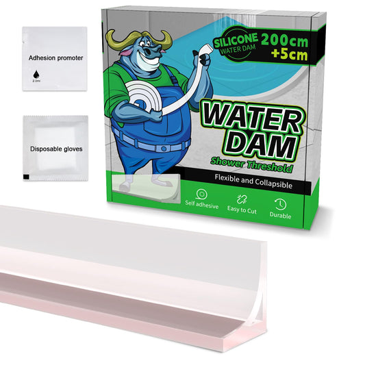 Wet Room Shower Water Barrier RRP - £20.99 Self-Adhesive Silicone Threshold Collapsible Water Dam – Clear