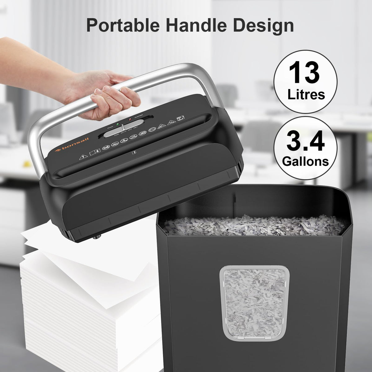 Bonsaii 6 Sheet Cross Cut Paper Shredder RRP - £29.99, Compact Shredder for Home & Small Office Use, Shreds Credit Cards, Staples, and Clips, Portable Handle Design, 13L Bin (C237-B Upgrade Version)