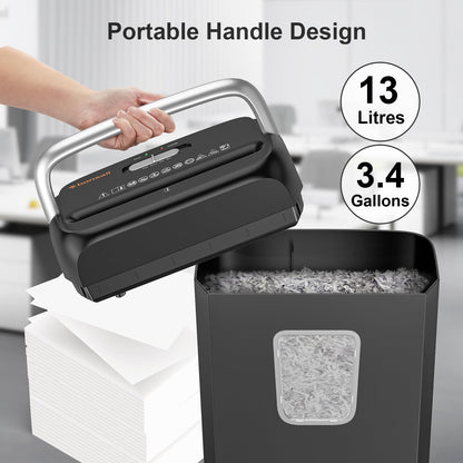 Bonsaii 6 Sheet Cross Cut Paper Shredder RRP - £29.99, Compact Shredder for Home & Small Office Use, Shreds Credit Cards, Staples, and Clips, Portable Handle Design, 13L Bin (C237-B Upgrade Version)