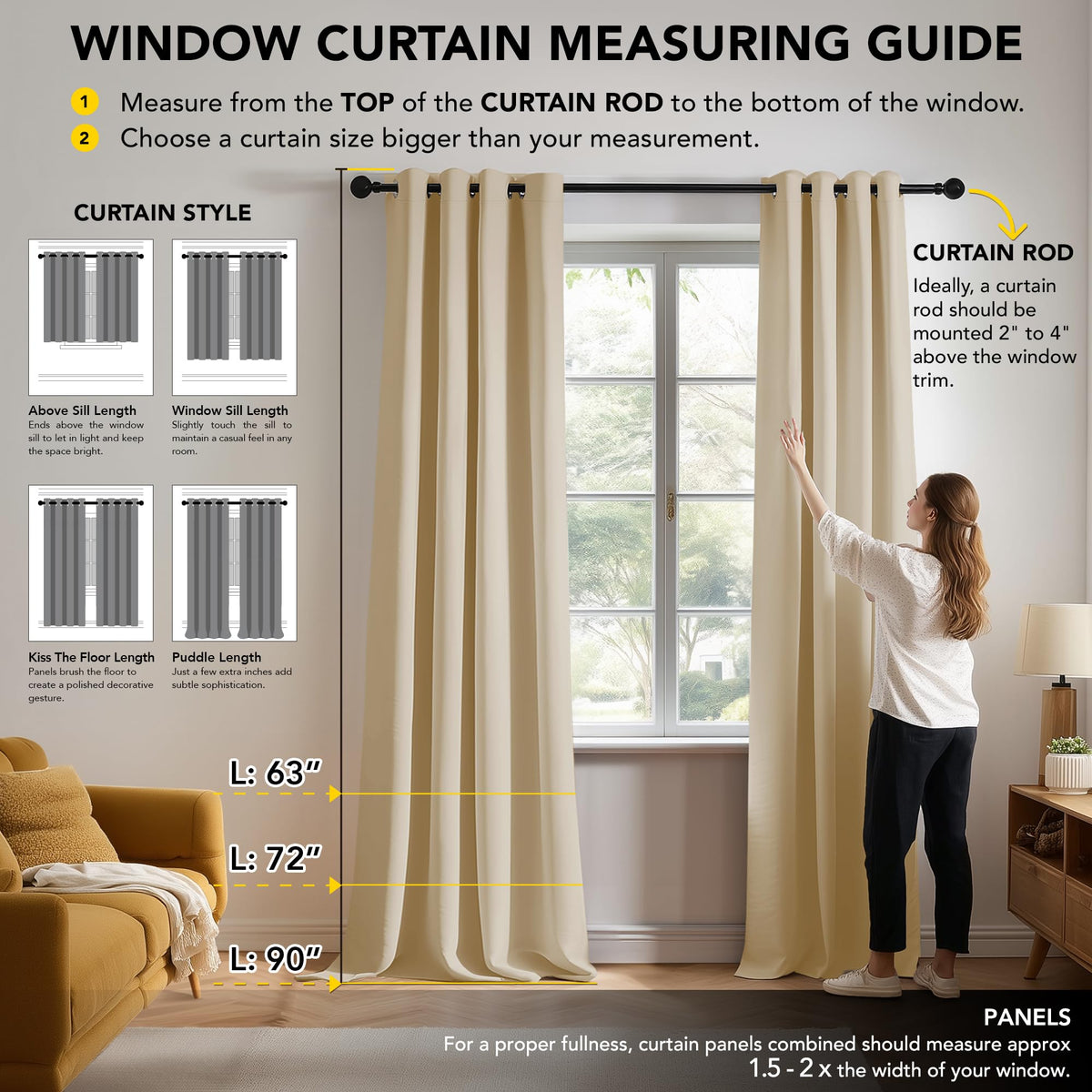 Blackout Eyelet Curtains RRP - Thermal Insulated Noise?Reducing 46 x 72in – Biscotti Beige 2 Panels