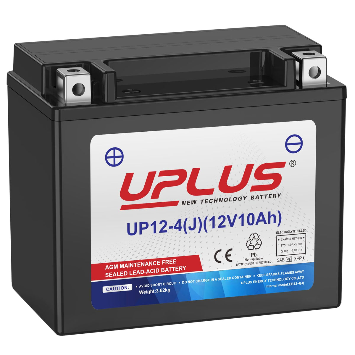 UPLUS Motorcycle Battery  RRP - £35.99 UP12-4, 12V 10Ah Powersports Batteries High Performance, Agm Maintenance Free | Confirm size before order 150L x 87W x 130H(mm)