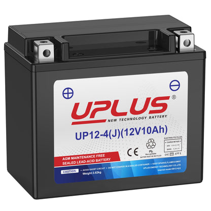 UPLUS Motorcycle Battery  RRP - £35.99 UP12-4, 12V 10Ah Powersports Batteries High Performance, Agm Maintenance Free | Confirm size before order 150L x 87W x 130H(mm)
