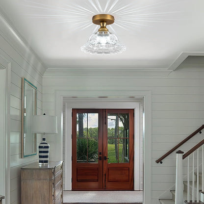 Semi Flush Ceiling Light RRP - £74.99 9.8in Brass Glass Vintage Shade Suitable for Bedroom Dining Kitchen – H087-T
