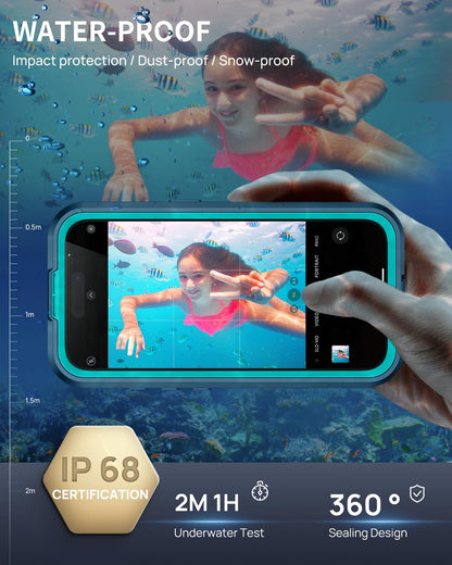 Lanhiem for iPhone 16 Pro Max Waterproof Case RRP - £24.99, [Compatible with MagSafe] Heavy Duty Shockproof Cover with Built in Screen Protector, Protective Magnetic Phone Case for iPhone 16 Pro Max (Blue)