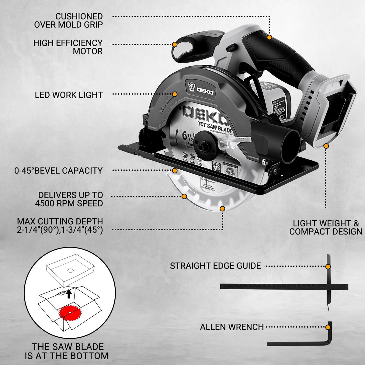 20V Cordless Circular Saw RRP - £59.99 165mm with 4.0Ah Battery LED Light 55mm/33mm Cutting Depth – 165mm