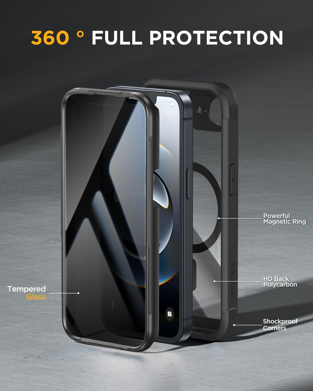 Magnetic iPhone Case with Privacy Screen RRP - £26.99 Built-In Full-Body Shockproof Bumper Compatible with MagSafe – Black 6.1in
