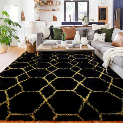 Checkered Rug - RRP: £59.99 - Large Soft Fluffy Washable Non-Slip ? Pink & White 240x300cm