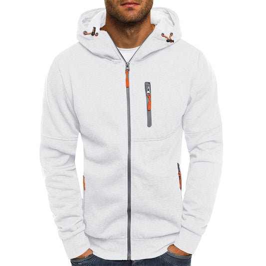 Men’s Fleece Hooded Sweatshirt RRP - £22.99 Full-Zip Long Sleeve Casual Pullover – White XL