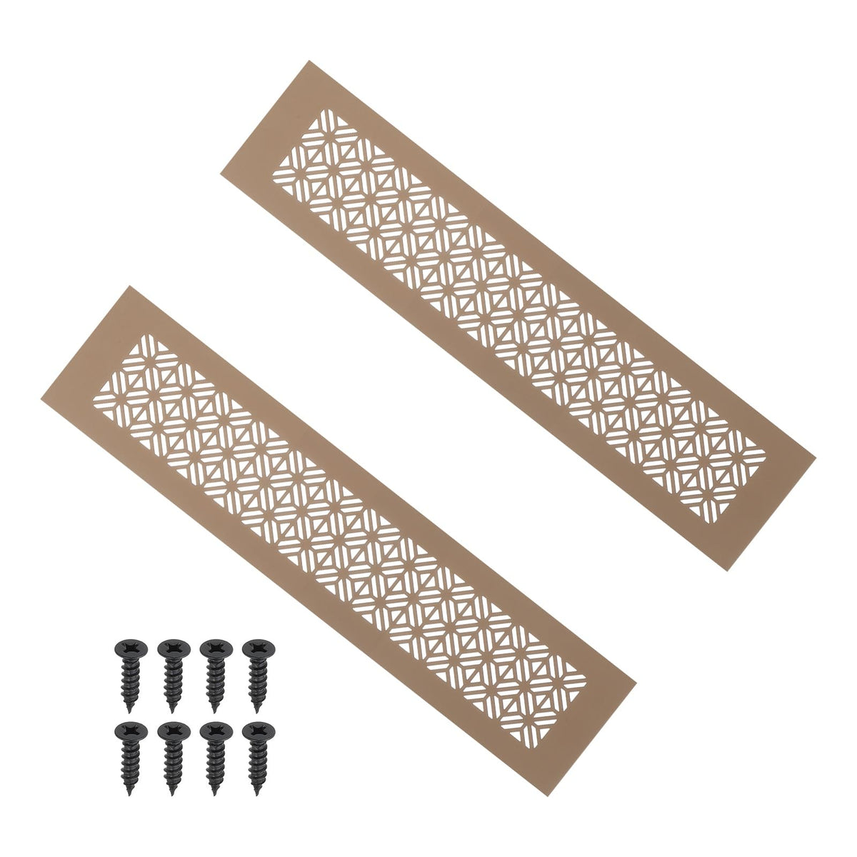 Door Air Vent Cover RRP - £16.99 14x3in Aluminium Louvered Grille 2 Pack with Screws for Cabinet Wardrobe – Brown