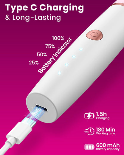 4-in-1 Women's Electric Bikini Trimmer Painless Facial & Body Razor Rechargeable USB Portable