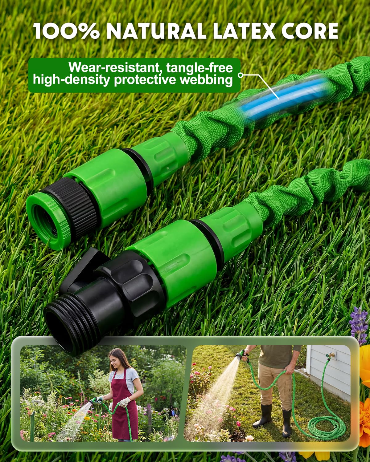 Expandable Garden Hose RRP - £25.99 Flexible 8-Function Nozzle Latex Core Anti-Leak – 45m