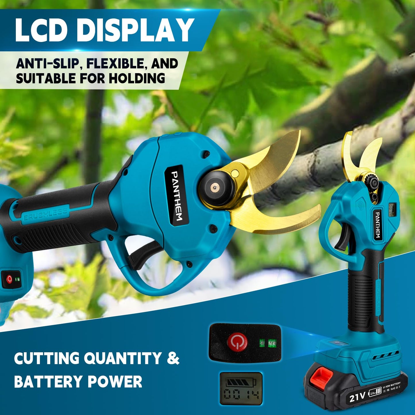 Cordless Electric Pruning Shears - RRP: £149.99 - with Telescopic Pole & Battery – 45mm