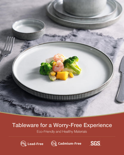 Richmount Star Plates and Bowls Set RRP - £59.99, 12 Pieces Dinner Set for 4, Stoneware Dinnerware Sets with Dinner Plates/Salad Plate/Cereal Bowls, Dishwasher & Microwave Safe, Smoky Blue