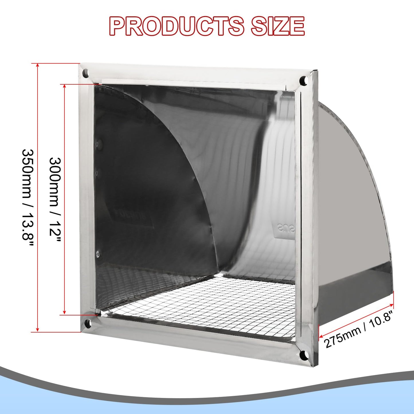 PATIKIL 12"x12" Wall Vent Cover - RRP £49.99 - Exterior Dryer Vent Outlet Grille Louvered 304 Stainless Steel Outdoor Duct Ventilation with Mesh Screen for Bathroom Kitchen