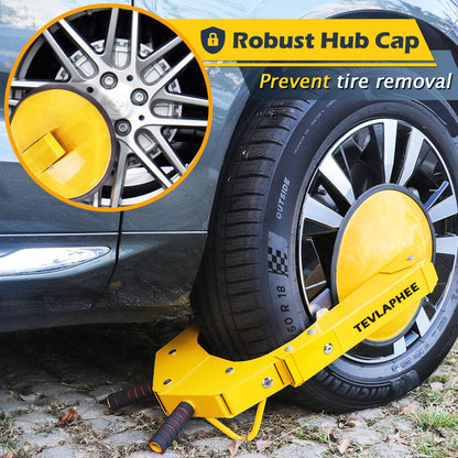 Tevlaphee Wheel Lock - RRP: £69.99 - Car Boot Anti-Theft Trailers Wheel Clamp Lock Parking Boot for Cars, Trucks, SUVs, Campers - Upgraded Dual Lock Adjustable Lug Nuts Cover