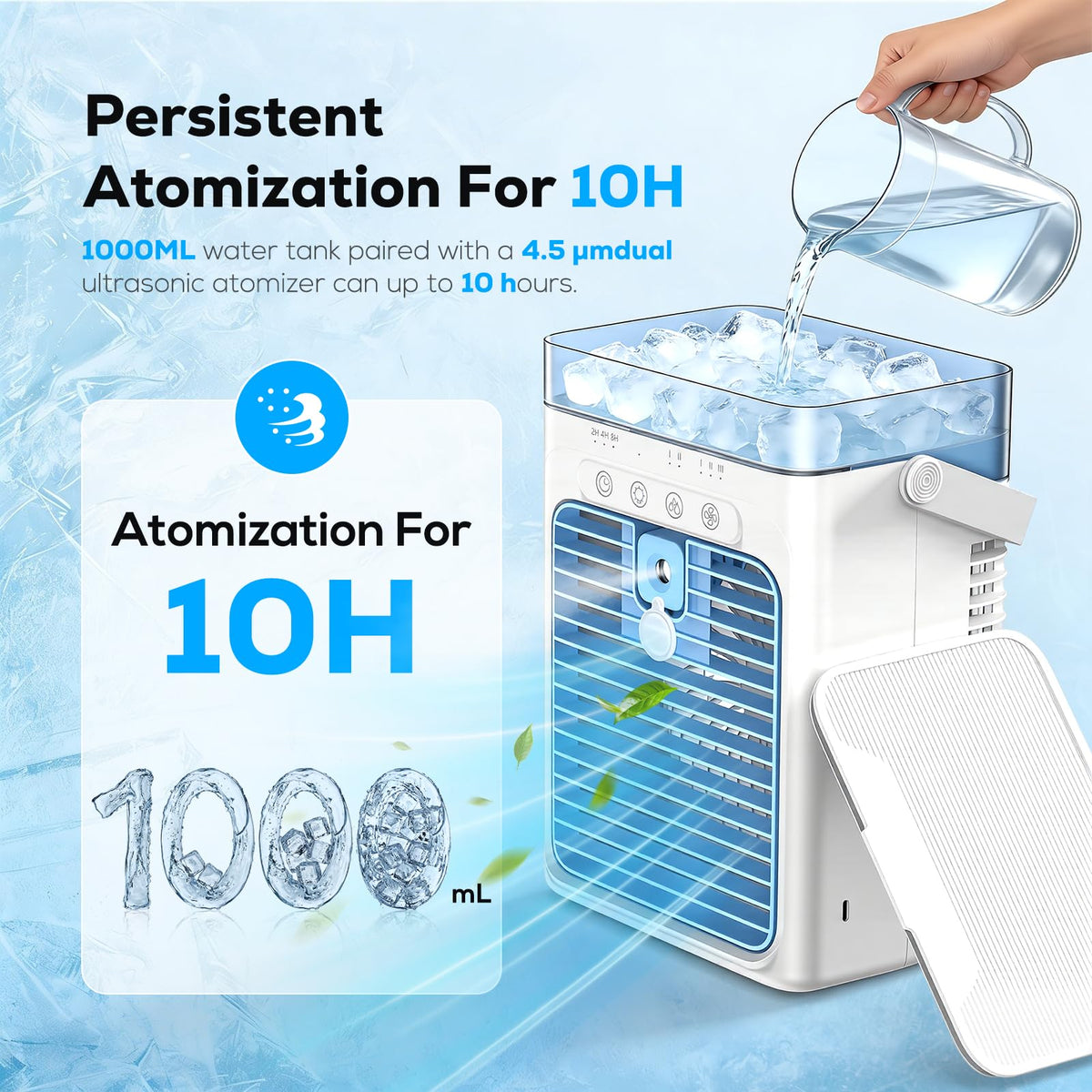 Portable 3-in-1 Evaporative Air Cooler RRP - £39.99 USB 1000ml Timer RGB – White