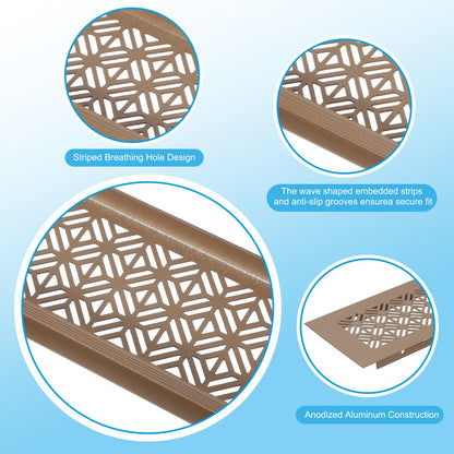 Door Air Vent Cover RRP - £16.99 14x3in Aluminium Louvered Grille 2 Pack with Screws for Cabinet Wardrobe – Brown