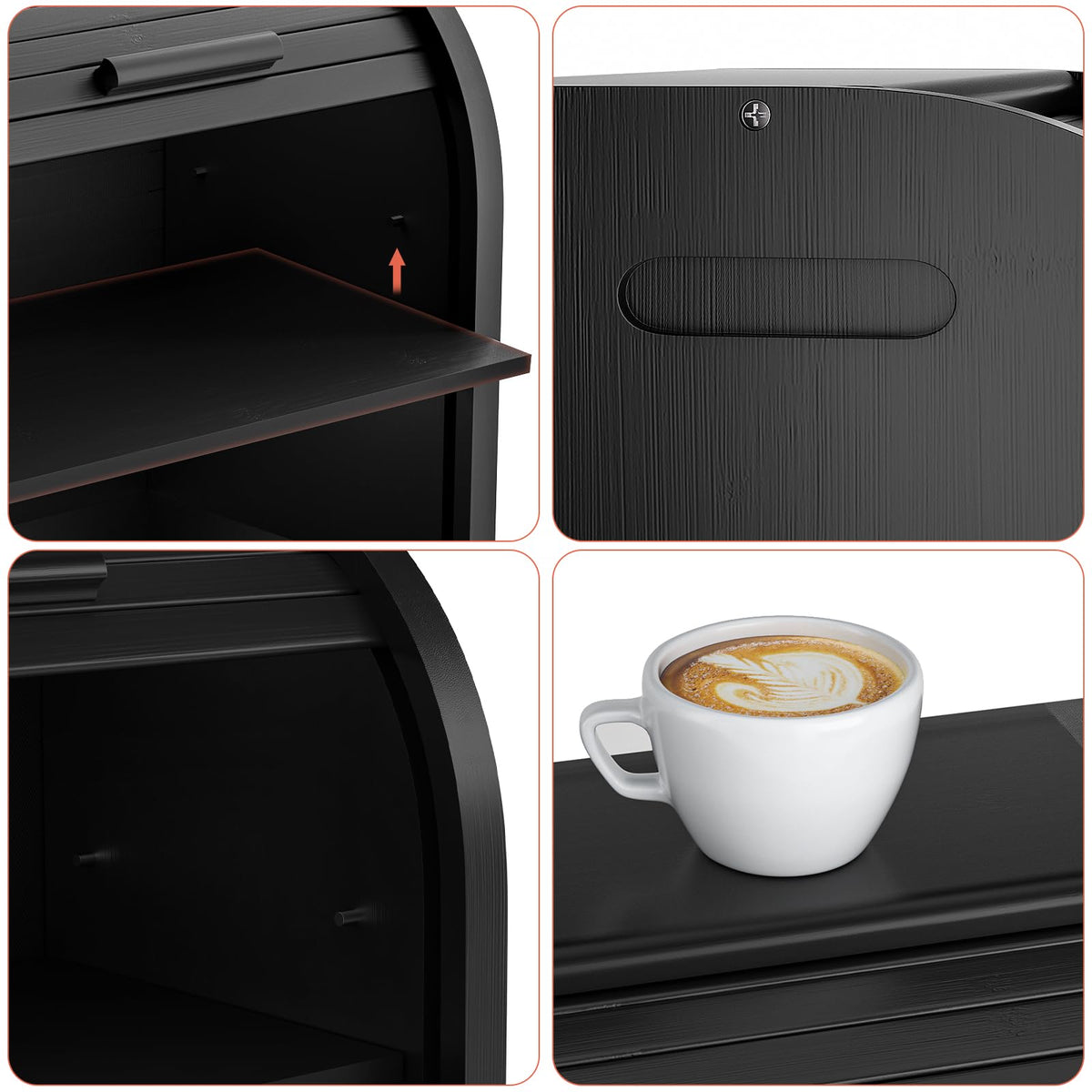Bamboo Bread Bin RRP - £34.99 2-Layer Roll-Top Bread Storage with Removable Layer Self Assembly – Black