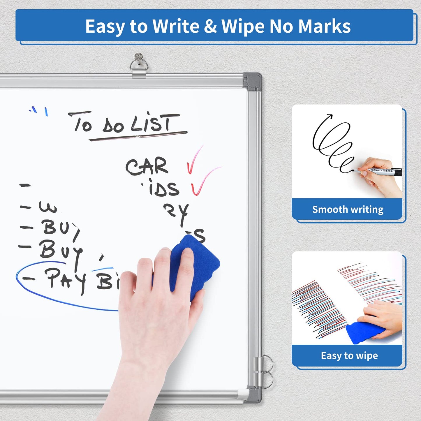 Maxtek Whiteboard - RRP £99.99 - 150x100 cm, Magnetic Whiteboard for Wall