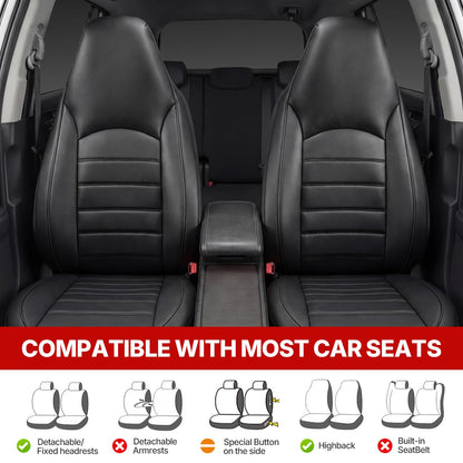 Universal Front Car Seat Covers RRP - £32.99 Waterproof PU Leather Airbag Compatible Pair – Black
