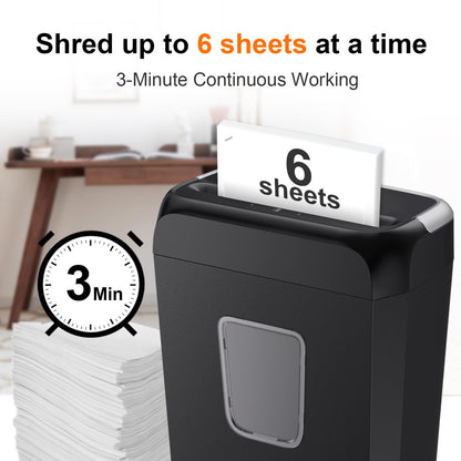 Bonsaii 6 Sheet Cross Cut Paper Shredder RRP - £29.99, Compact Shredder for Home & Small Office Use, Shreds Credit Cards, Staples, and Clips, Portable Handle Design, 13L Bin (C237-B Upgrade Version)