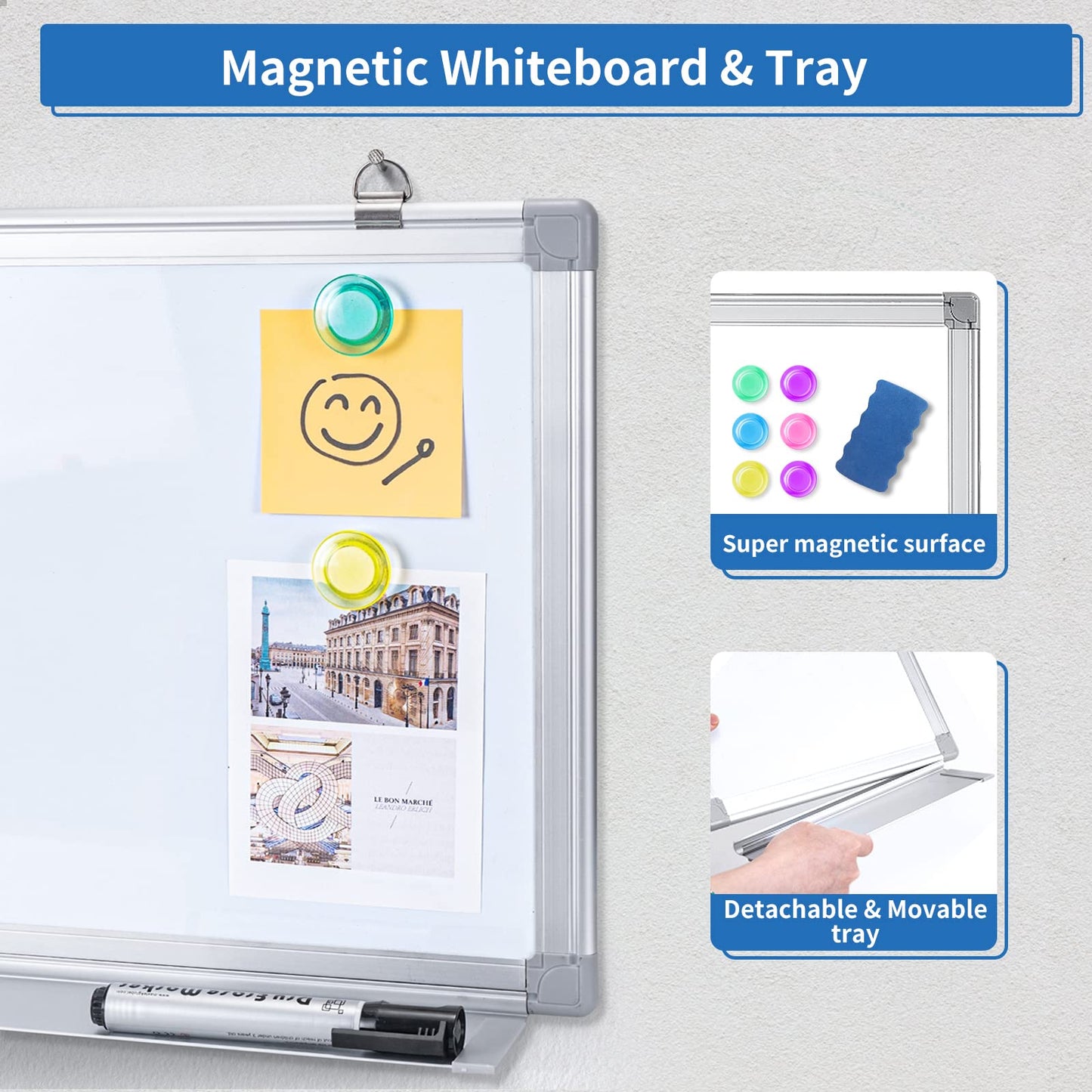 Maxtek Whiteboard - RRP £99.99 - 150x100 cm, Magnetic Whiteboard for Wall