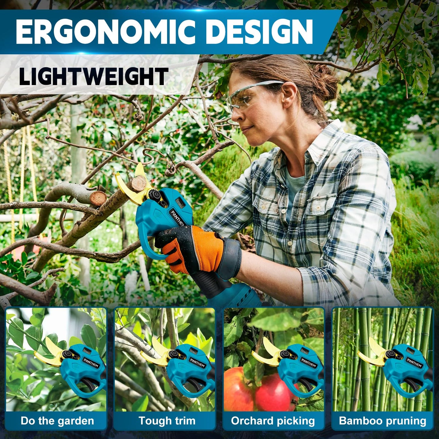 Cordless Electric Pruning Shears - RRP: £149.99 - with Telescopic Pole & Battery – 45mm