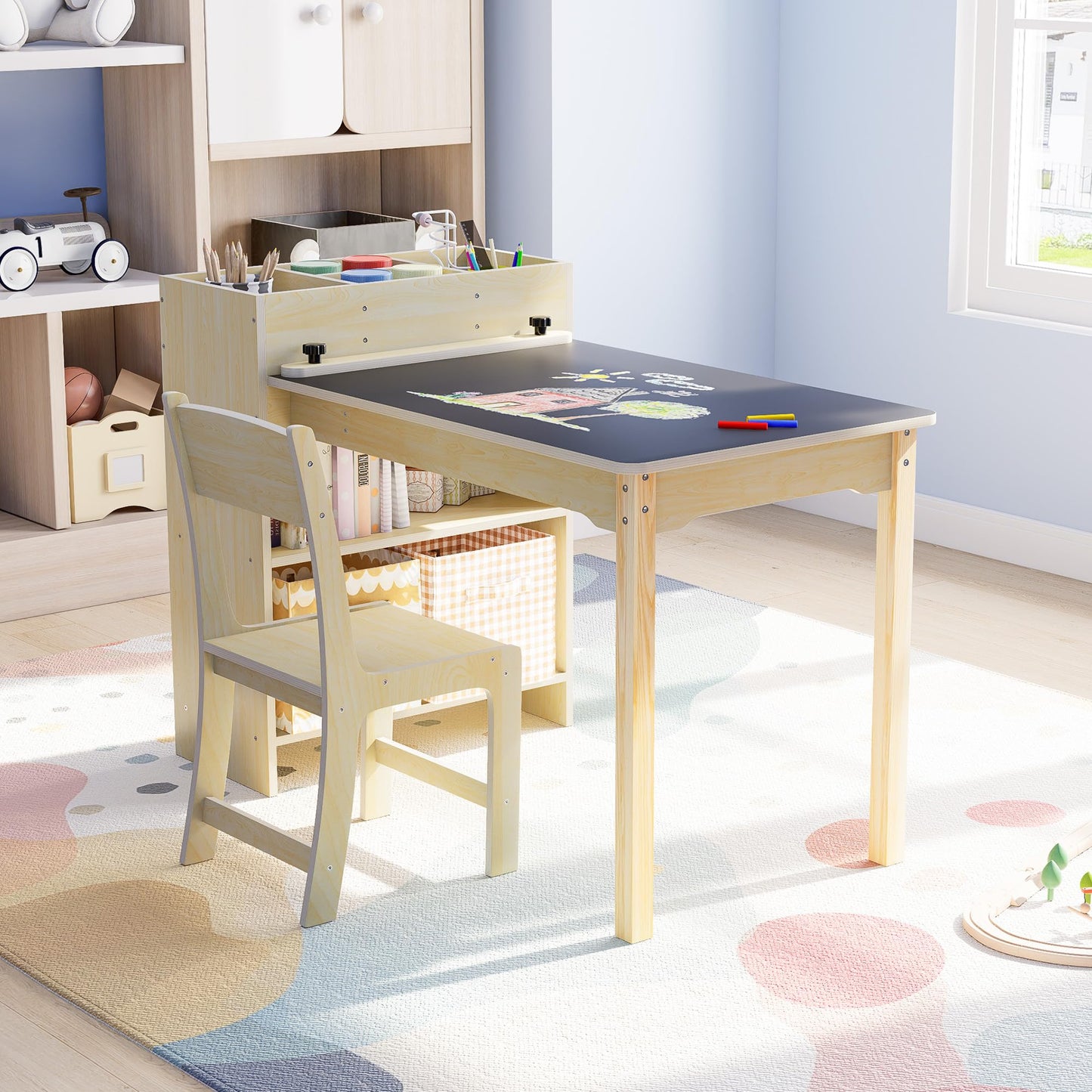 Children's Creative Table with Chair – RRP £49.99 - Solid Wood, Ergonomic for Toddlers