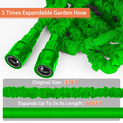 Expandable Garden Hose 100ft Lightweight Flexible with 8-Pattern Spray Gun & Fittings – 100ft