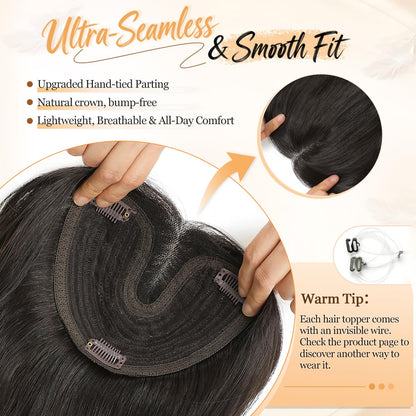 Hair Topper RRP - £39.99 20in Wavy Clip-In or Invisible Wire Seamless Blend Lightweight – 20in