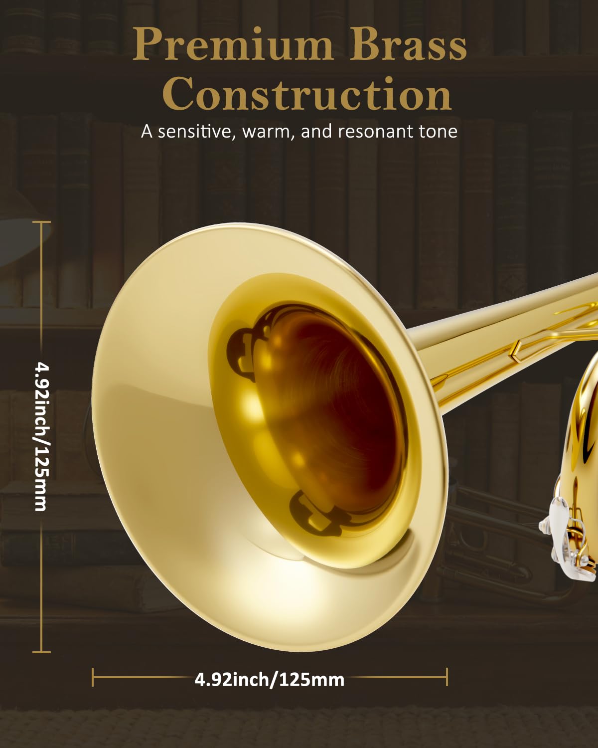 Bb Trumpet Beginner Student Set with Hard Case RRP - £139.99 7C & 3C Mouthpieces Cleaning Kit – Gold