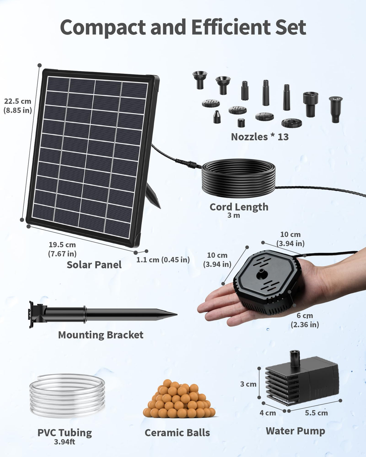 Solar Water Fountain Pump RRP - £36.99 6.5W with Filter Compact Filter Box for Small Pond Bird Bath