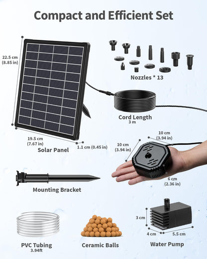 Solar Water Fountain Pump RRP - £36.99 6.5W with Filter Compact Filter Box for Small Pond Bird Bath