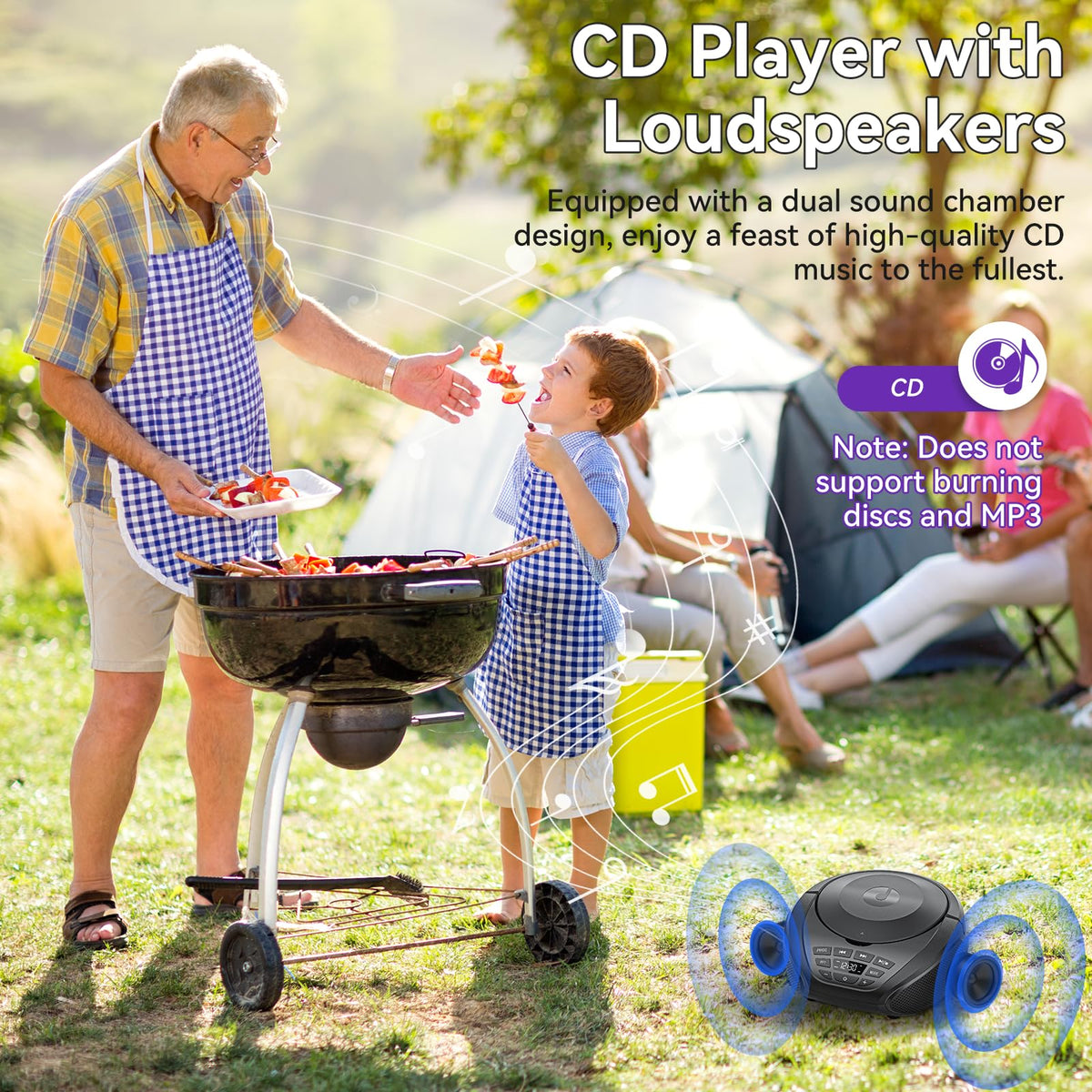 Gueray Portable CD Player Boombox RRP - £39.99 with FM Radio, AUX Input, Headphones ? Black