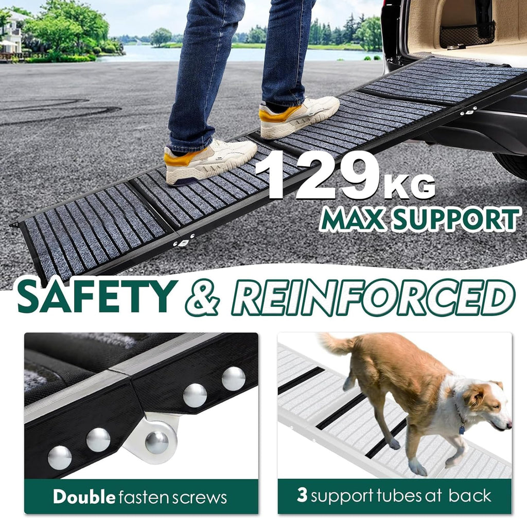 Snagle Paw Longest 180cm Dog Car Ramp RRP - £115.99,Protable Dog Ramp for Large Dogs with Anti-Slip Rug Surface,Folding Pet Ramp Stairs Up to 127KG Dog Ramps for Medium & Large Dogs Get Into a Car, SUV & Truck