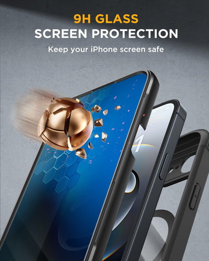 Magnetic iPhone Case with Privacy Screen RRP - £26.99 Built-In Full-Body Shockproof Bumper Compatible with MagSafe – Black 6.1in