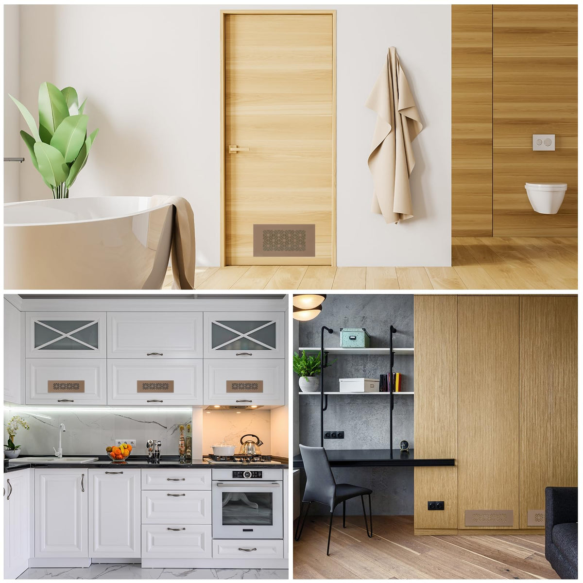 Door Air Vent Cover RRP - £16.99 14x3in Aluminium Louvered Grille 2 Pack with Screws for Cabinet Wardrobe – Brown