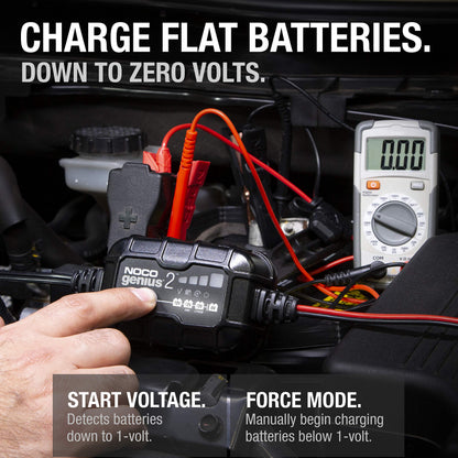 NOCO GENIUS2: 2A 6V/12V Smart Battery Charger - RRP £54.99 - Automatic Maintainer, Trickle Charger & Desulfator with Overcharge Protection & Temperature Compensation - For Lead-Acid & Lithium Batteries
