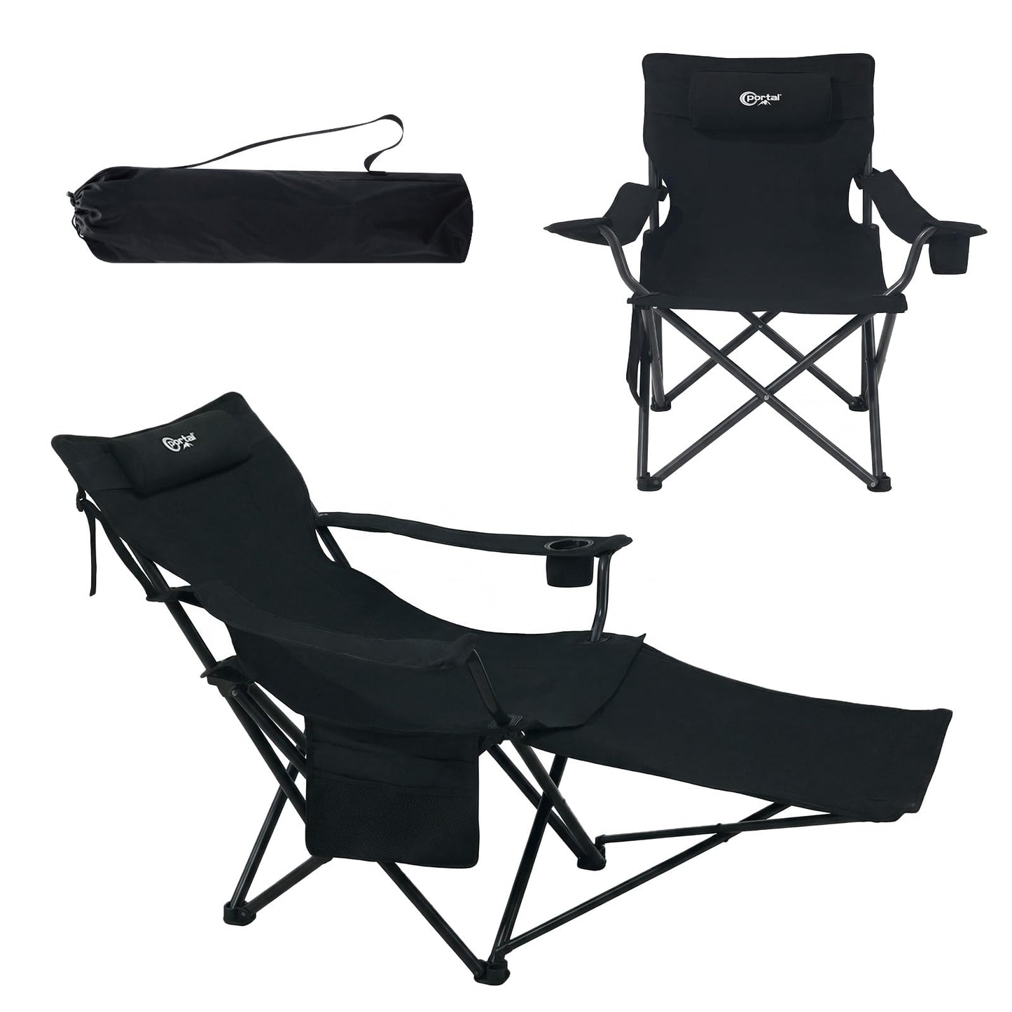 2-in-1 Folding Camping Chair - RRP £49.99 - 3-Position with Footrest & Cushion – 180kg