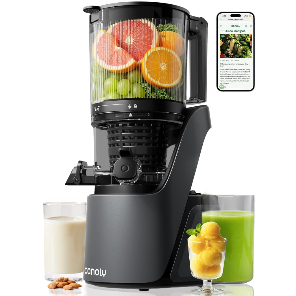 Masticating Cold Press Juicer RRP - £149.99 2.6L 150mm Feed Chute 3-in-1 Strainers Brushless Motor – Space Grey