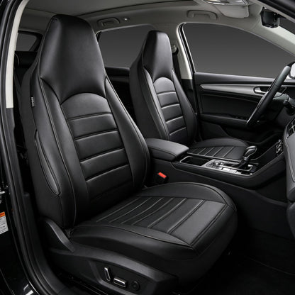 Universal Front Car Seat Covers RRP - £32.99 Waterproof PU Leather Airbag Compatible Pair – Black