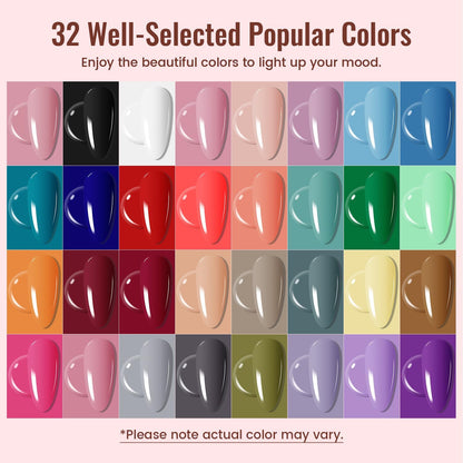 Gel Nail Polish Kit RRP - £39.99 with UV Light 32 Colours + Adhesive Bottles – Gifts for Women