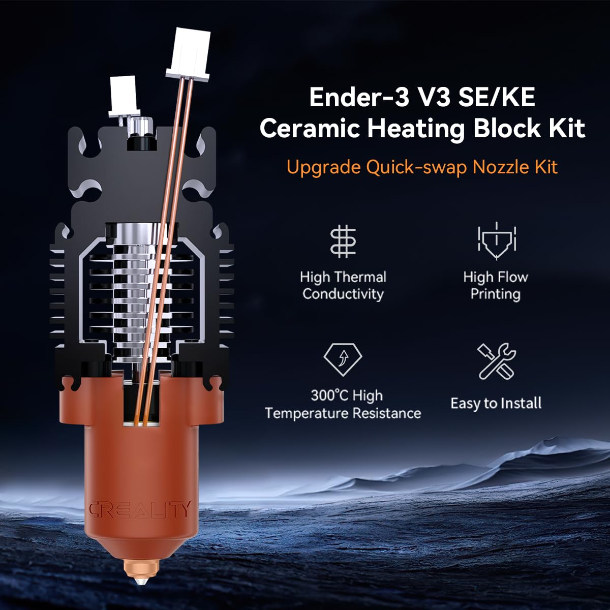 Creality Official Ender 3 RRP - £32.99 V3 SE Hotend Ender 3 V3 KE Ceramic Heating Block Kit with Quick-swap Nozzle, Upgrade Hotend Kit 300? High Temperature 600mm/s High-speed Printing for Ender 3 V3 SE/KE