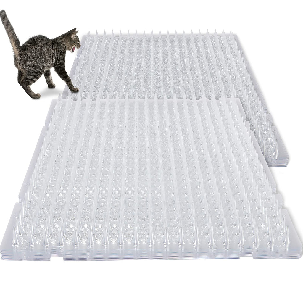Nuanchu 12 Pieces Cat Deterrent Mat RRP - £27.99 Stool Dog Cat Repellent Mat Cat Repellent Mat with Spikes Keep Dogs off Counter Anti Pet for Outdoor Indoor Plants Garden Sofa Window(16 x 13 Inches,Clear)