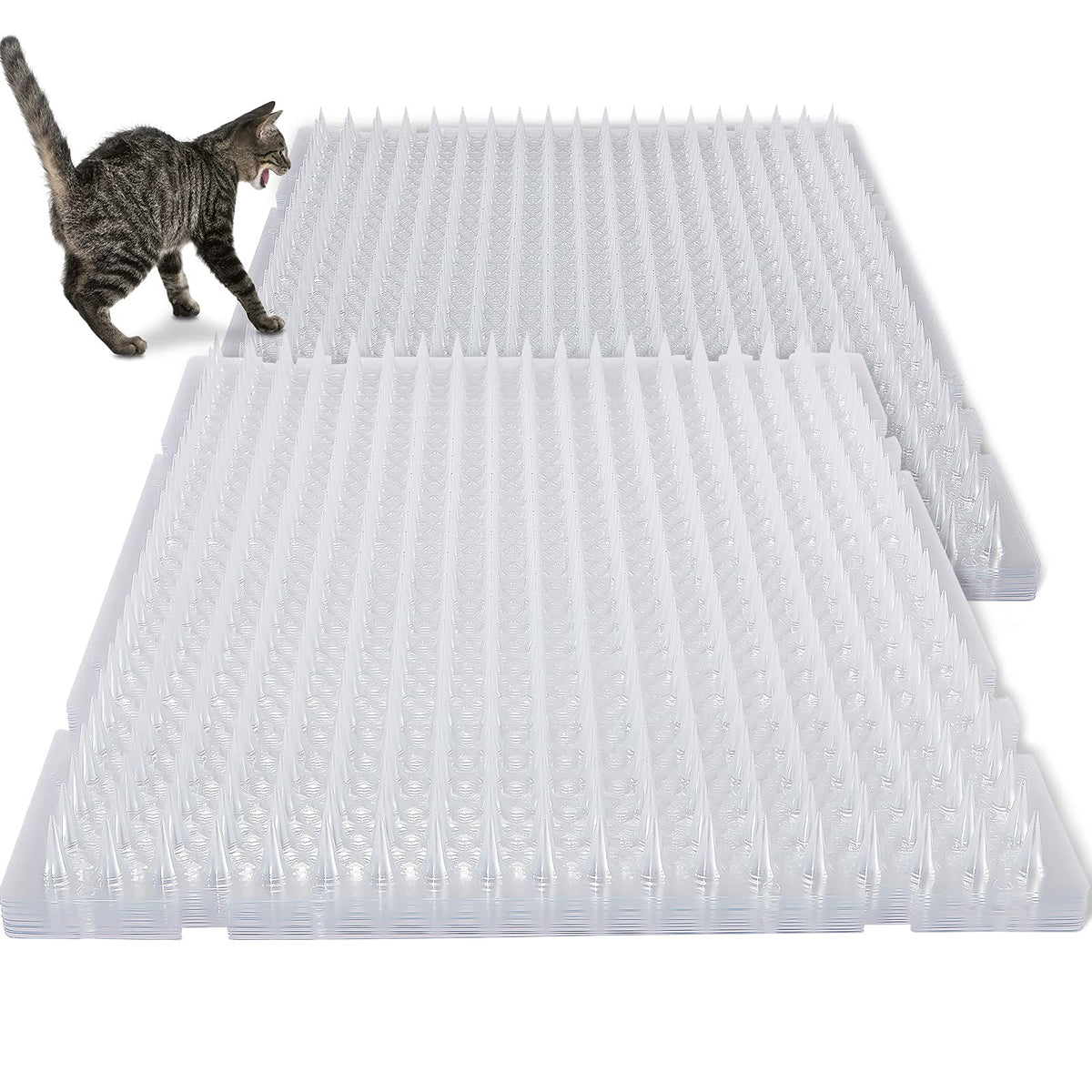Nuanchu 12 Pieces Cat Deterrent Mat RRP - £27.99 Stool Dog Cat Repellent Mat Cat Repellent Mat with Spikes Keep Dogs off Counter Anti Pet for Outdoor Indoor Plants Garden Sofa Window(16 x 13 Inches,Clear)