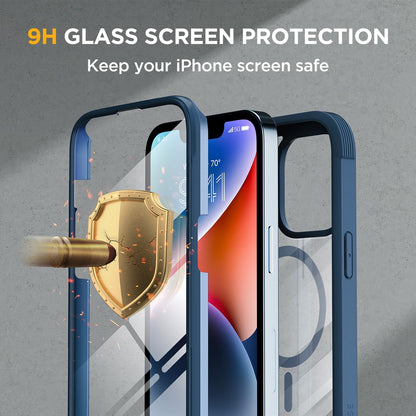 Magnetic Case for iPhone 14 Plus RRP - £19.99 with Screen & Camera Lens Protectors – Storm Blue