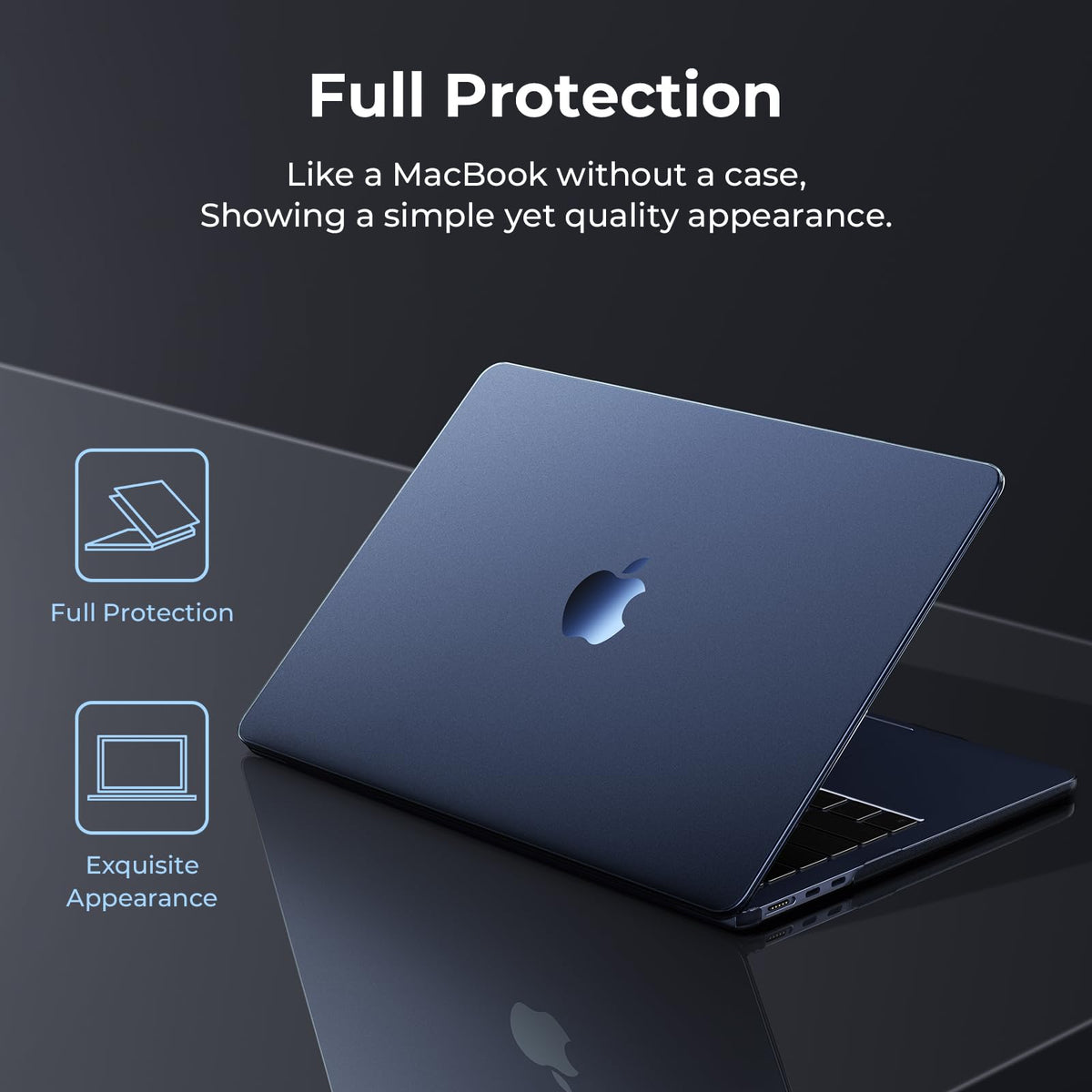 EooCoo Case RRP - £19.99 compatible for MacBook Air 15 inch M3 M2,2023 2024 Release [Presents Original Texture] Ultra-thin Invisible Translucent Hard Shell Cover for Model A3114 A2941 - Frost Midnight